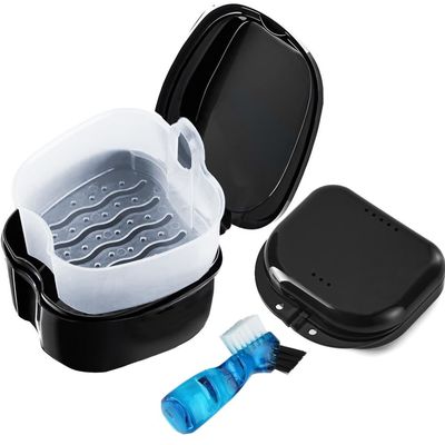 3 Pack Retainer Cleaner Case Partial Denture Cleaning Case Cup And Brush