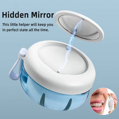 Leak Proof Denture Cup Kit With Denture Brush Strainer Removal Tool And Mirror