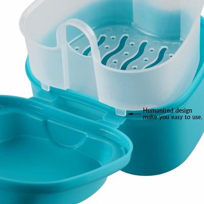 Portable Storage Denture Bath Case With Strainer , Travel False Teeth Holder Custom Color