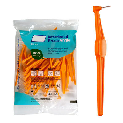 Interdental Brush Angle Size 1 25Pack 0.45mm Extra Small Gaps Orange Plaque Reduction
