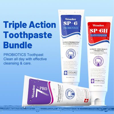 SP-6 Hydroxyapatite Whitening Toothpaste Set - Triple-Action System for Enamel-Safe Fluoride-Free Oral Care