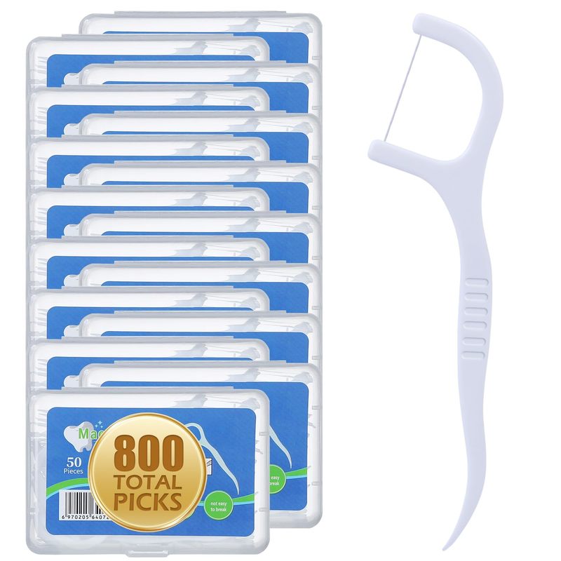 800 Count Dental Floss Picks Deep Cleaning Protect Gums Family Pack With 50 Picks Per