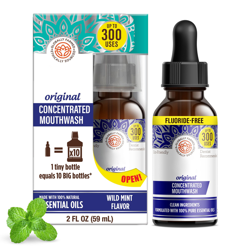 OEM Concentrated Mouthwash Fluoride Free Natural Essential Oils 2 Fl Oz 300 Rinses