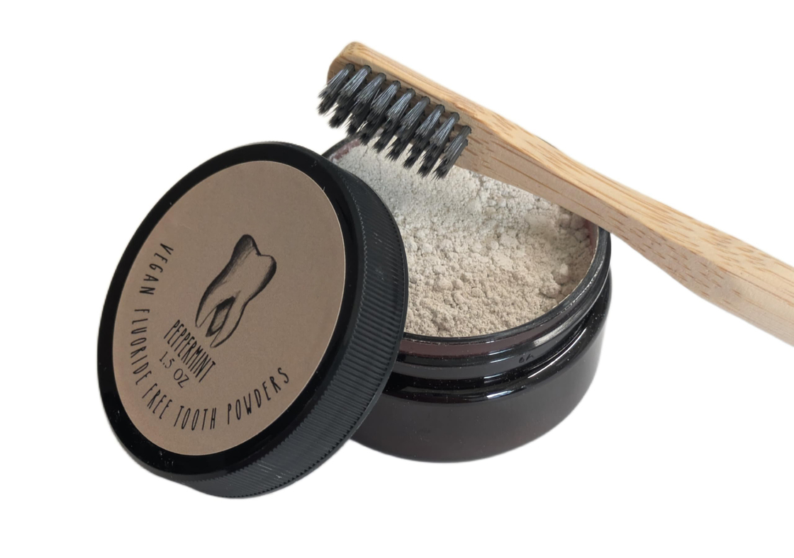 Fluoride Free Remineralizing Toothpaste Powder Vegan Gluten Free 1.5oz Custom Logo