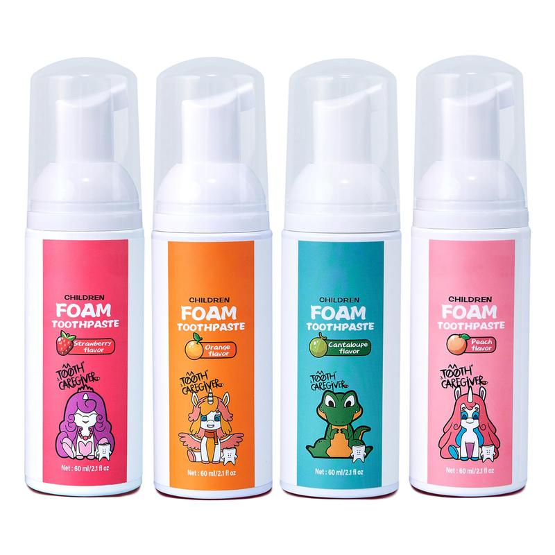 4 Flavors Childrens Foam Toothpaste Fruit Flavour Cavity Protection Non Fluoride