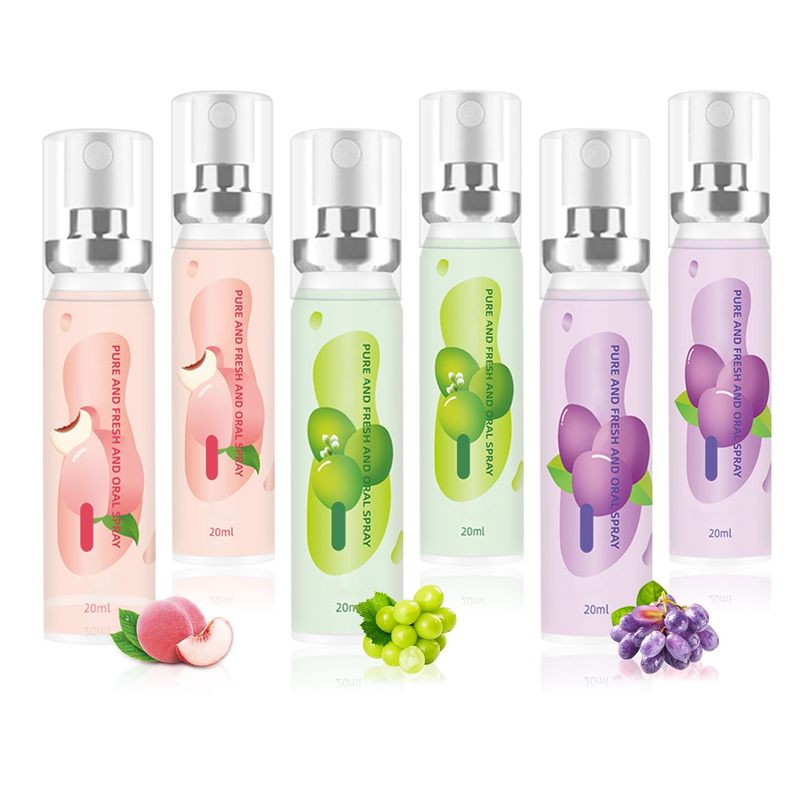 6PCS Oral Breath Spray Mouth Freshener Spray Oral Care 3 Flavors For Adults