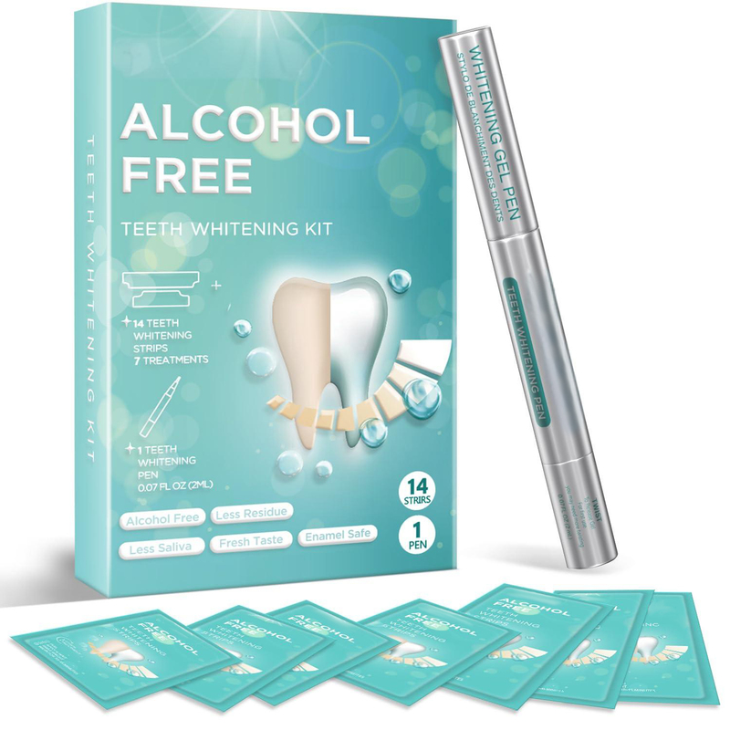 Whitening Teeth Strips 7 Treatments Kit Contain Teeth Whitening Pen Non Slip 14 Strips