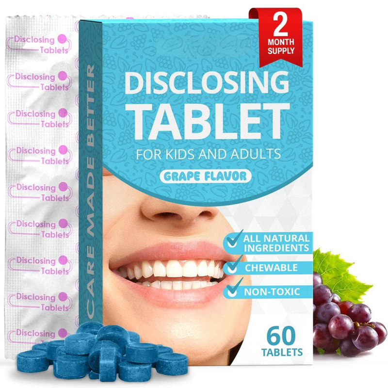 60 Count Chewable Disclosing Tablets For Kids Teeth Individually Wrapped Grape Flavored