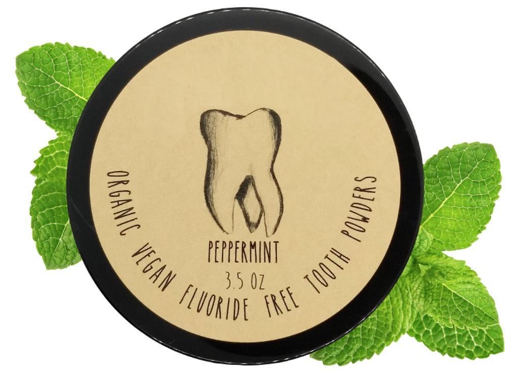 3.5oz Organic Vegan Fluoride Free Teeth Powder Peppermint Flavor Natural Whitening