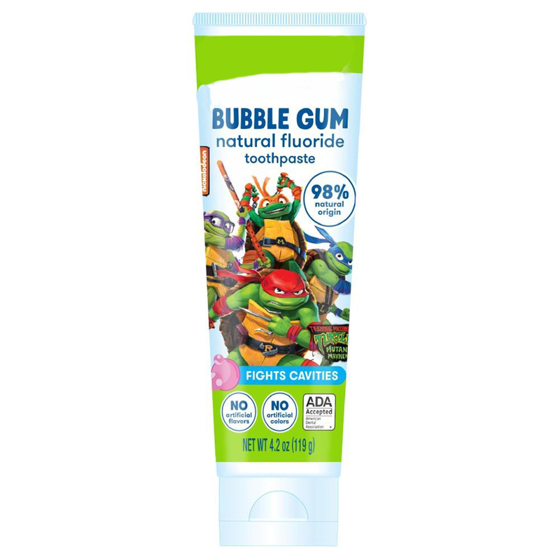 Kids Anti Cavity Natural Fluoride Toothpaste TMNT Bubble Gum Flavor 4.2 OZ