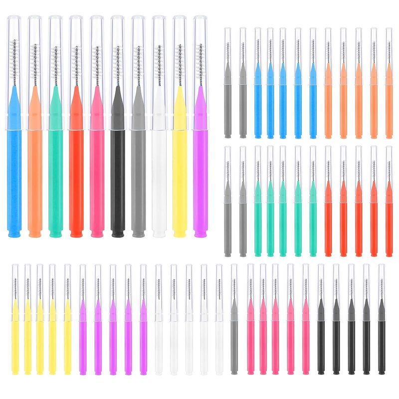 100 Pcs Dental Braces Cleaning Products 6 Sizes Braces Flossers 10 Colors