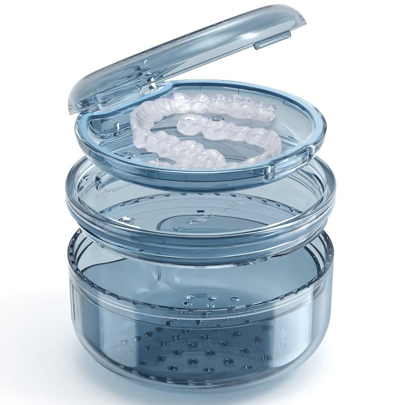 Denture 2 In 1 Retainer Case No Leak Denture Bath Container 3.78" x 2.24"