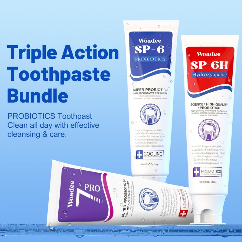 SP-6 Hydroxyapatite Whitening Toothpaste Set - Triple-Action System for Enamel-Safe Fluoride-Free Oral Care