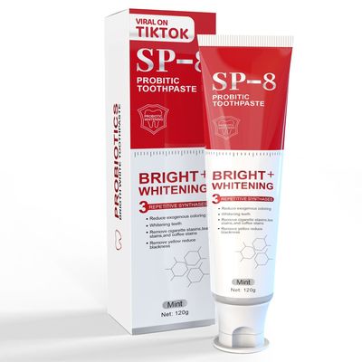 Adult SP-8 Probiotic Whitening Toothpaste Fluoride Free Minty Fresh Flavor 4.23oz